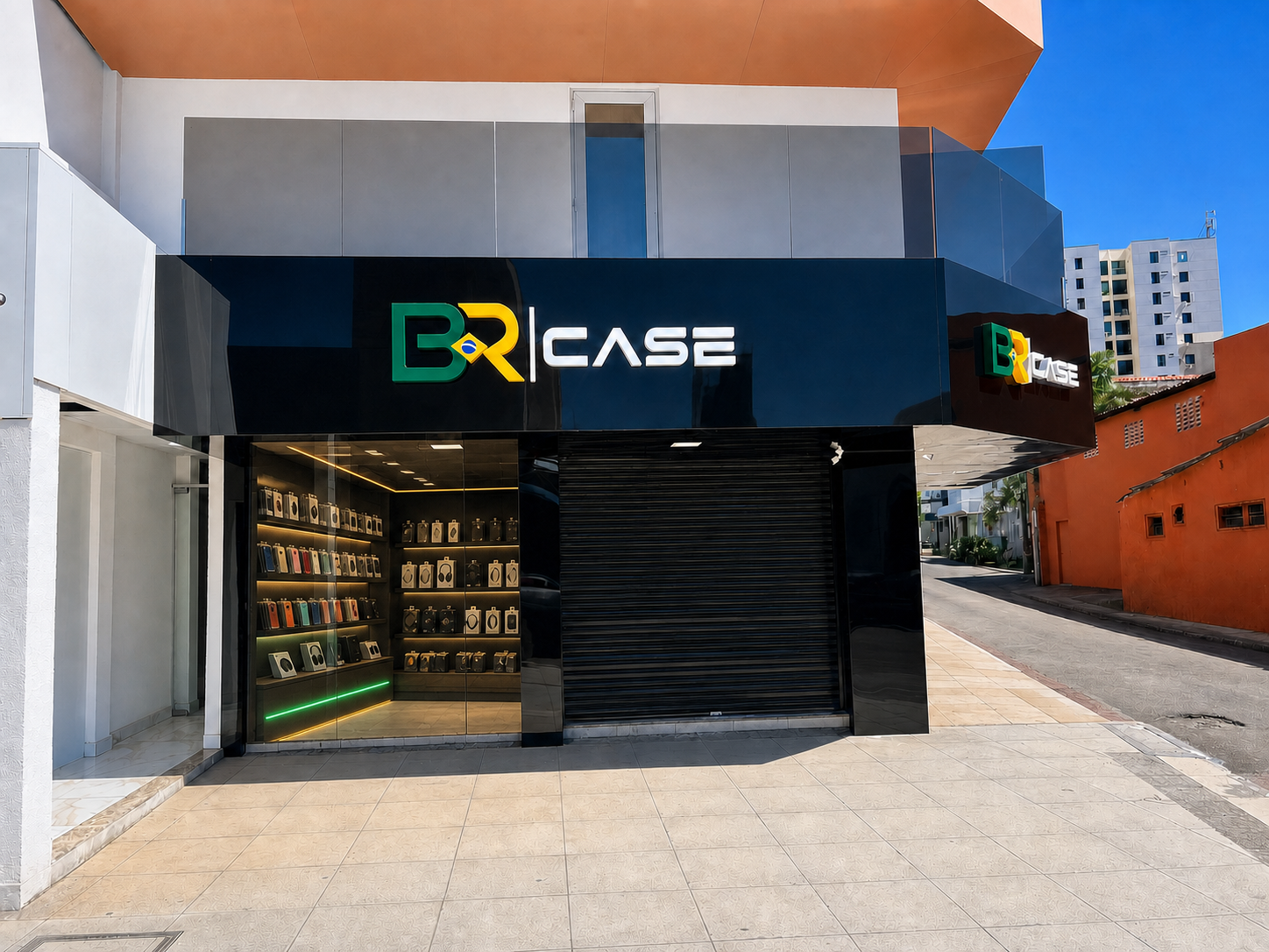 Fachada real de uma loja BR Case